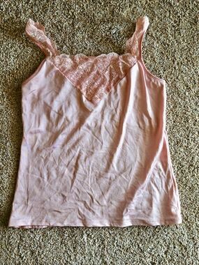 Vanity Fair Light Pink Lace-Trim Camisole